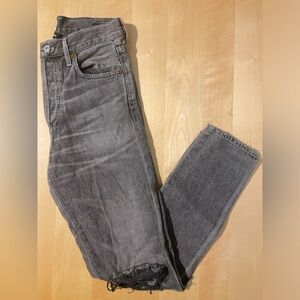 Citizens Of Humanity Vintage High Rise Button Fly Distressed Black Denim Jeans